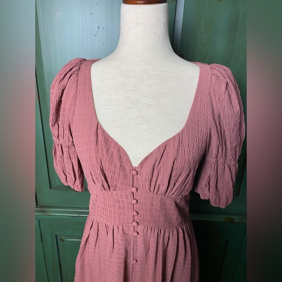 Ted Baker Angeia Textured Crepe Button Front MIDI Dress Medium Pink Size Medium - Picture 5 of 8